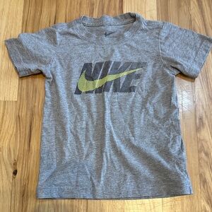 Nike Kids Heather Gray Tee with Lime Logo